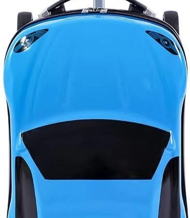 18" Car Suitcase for Boys, Pull-Along Suitcase for Kids,Cartoon Car Design Children's Travel Luggage with Retractable Handle for Boys and Girls (Blue)