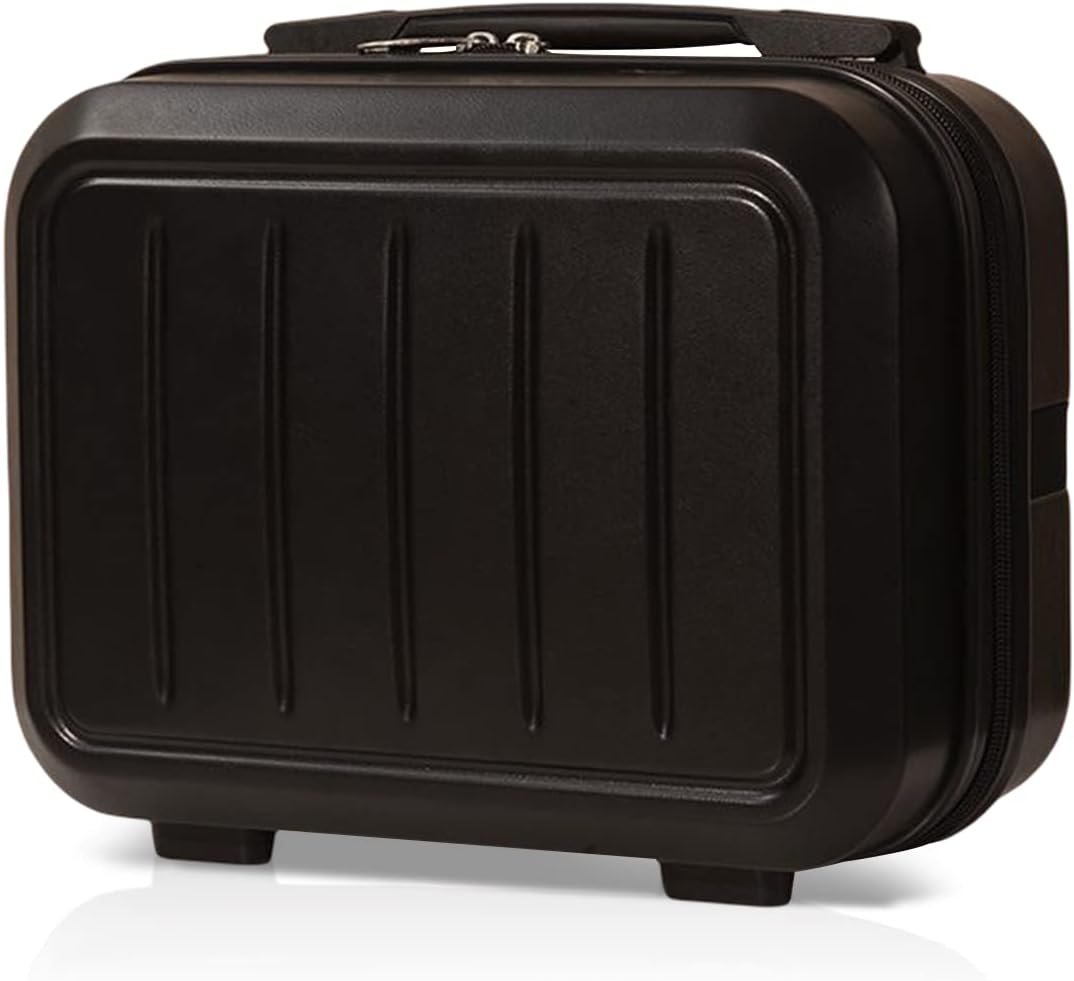Travel Beauty Case Makeup Travel Case Hard case Material Hard Shell Cosmetic Organizer Bag with Elastic Band and Soft Handle Travel Bag for Toiletry Portable Mini Carrying Suitcase