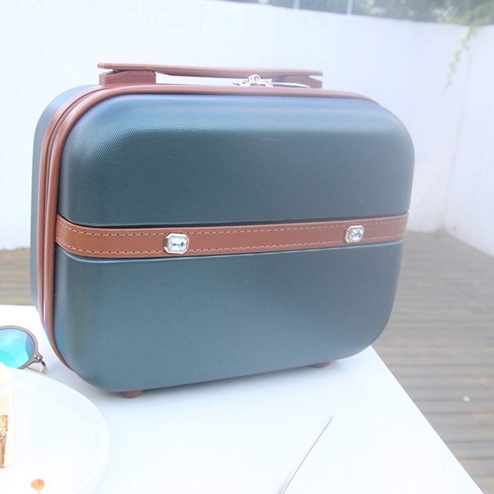 Mini Fashion Hard Shell Makeup Cosmetic Case Portable Suitcase Travel Luggage (Blackish green) - Image 2