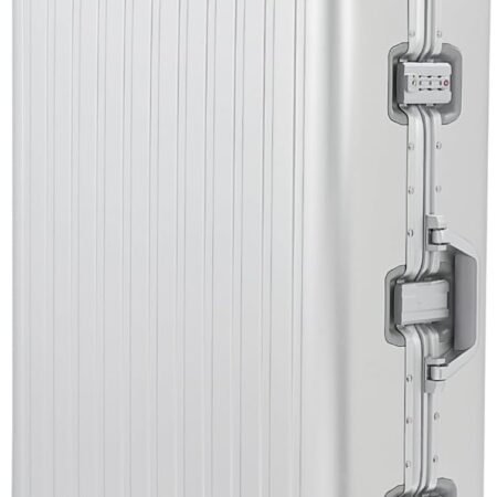 28-inch Aluminum Checked Suitcase: Silver - Full Metal Shell - Crush-Resistant & Burst-Proof,  & Spinner Wheels for Business Travel - Men Women