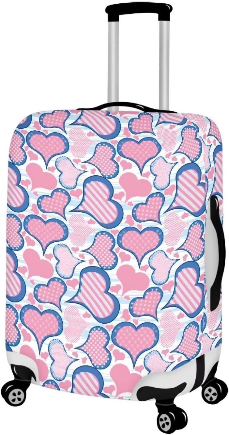 Pink Love Heart Thick Elastic Geometric Luggage Protective Cover Fashion Trolley Case for Suitcase Cover Baggage Travel Bag Cases Fits for Student Boy Girl Teens Adult, S - Image 2