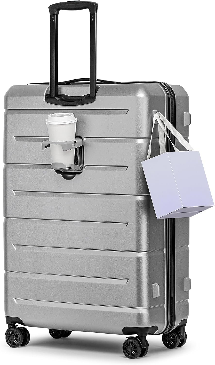 30 Inch Luggage TSA Approved Hardside Suitcases with Spinner Wheels Durable Large Travel Checked Rolling Luggage with Cup Holder for Women Men